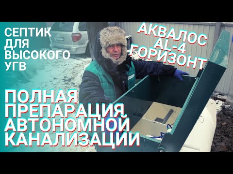 Видео: Септик для высокого УГВ | Аквалос AL-4 горизонтальный самотечный