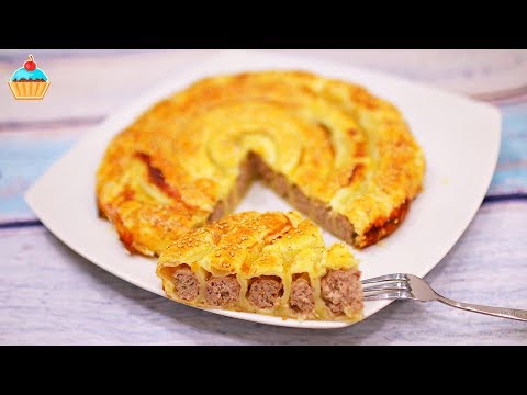 Видео: БЫСТРЫЙ ПИРОГ С МЯСОМ "УЛИТКА" - ну, оОчень вкусный!