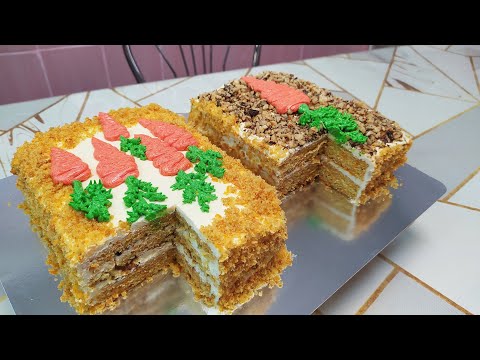 Видео: Морковный торт с заварным кремом сгущёнкой и орехами