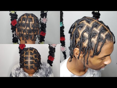 Видео: Мужская прическа с бокс-брейдами на короткие волосы | Урок по плетению отдельных кос (одиночных) ...