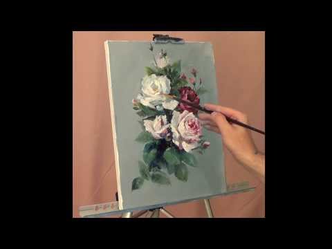 Видео: Живопись маслом. Розы