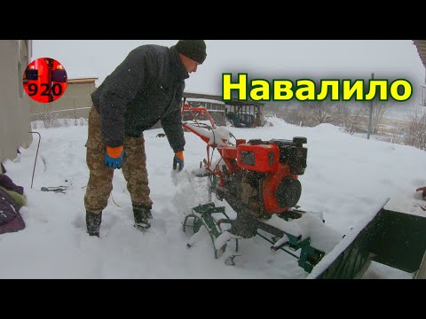 Видео: Зима опять вернулась//мотоблок в работе