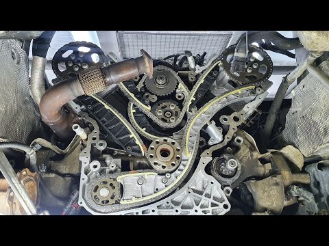 Видео: Замена цепи грм Audi a6c7 3.0TDI. Замена прокладки ГБЦ.
