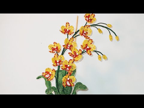 Видео: Orchard flower ОРХИДЕЯ МАЛЫШКА "ЧЕБУРАШКА" из бисера МК от Koshka2015-цветы из бисера бисероплетение