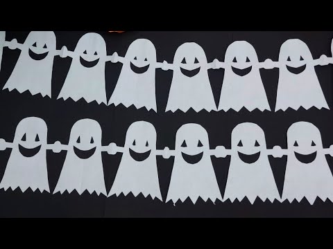 Видео: Гирлянда на Хэллоуин из бумаги / Paper Halloween garland DIY / Как сделать привидение из бумаги