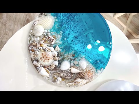 Видео: МК Море с ракушками из эпоксидной смолы от Аниты Корзун / Resinart sea with shells free course