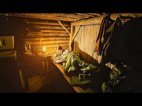 Видео: НА НОЧЬ В ЗЕМЛЯНКУ. С ТРУДОМ ОТКОПАЛ ВХОД. ОЧЕНЬ МНОГО СНЕГА.