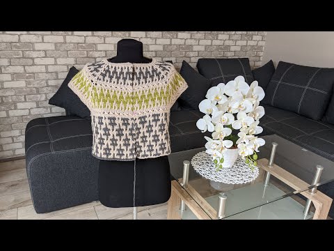 Видео: Жакет (кардиган) крючком. Мозаичное вязание. Часть 4. Рукава.