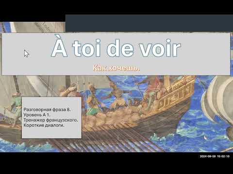 Видео: Разговорная фраза № 8.  À toi de voir - тебе решать. Тренажер французского. Уровень А 1.