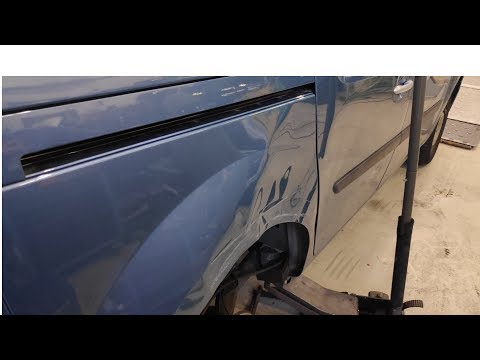 Видео: Кузовной ремонт Renault Kango правка крыла вопреки предписанной замене.