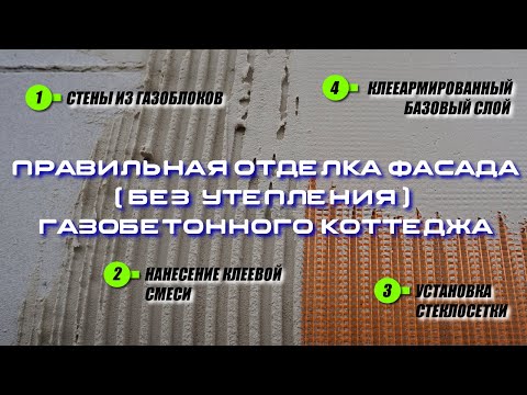 Видео: Отделка фасада газобетонного коттеджа без утепления (короед, шуба и другие фактуры)