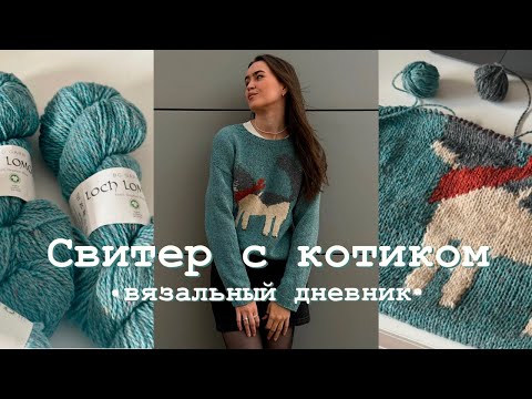 Видео: Свитер с котиком🧵Вязальный дневник📓