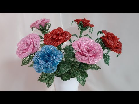 Видео: 💐Розы из бисера и рубки.Мастер класс./Roses from beads and the cabin. Master class.🌿