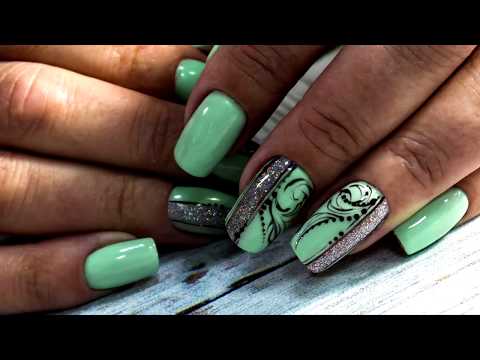 Видео: Коррекция ногтей. Вензеля. Мятный маникюр. Идеальные блики