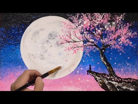 Видео: Роспись лунного дерева / Акриловая краска / Малярная лента