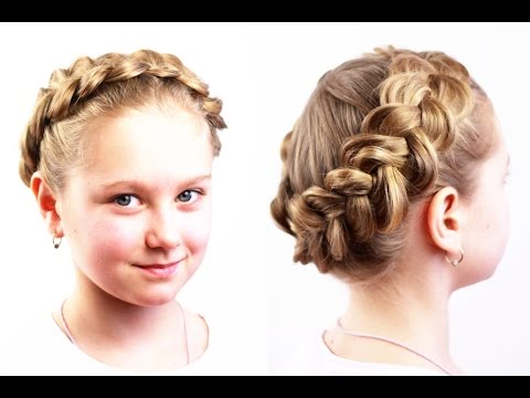 Видео: Прическа корзинка из обратной французской косы. Basket Hairstyle of French Braid