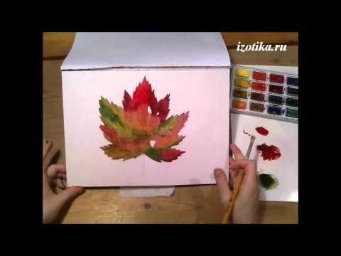 Видео: Акварель. Осенний лист