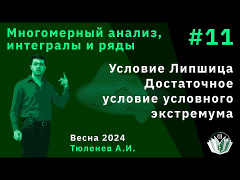 Видео: Многомерный анализ, интегралы, ряды 11. Условие Липшица. Достаточное условие условного экстремума.
