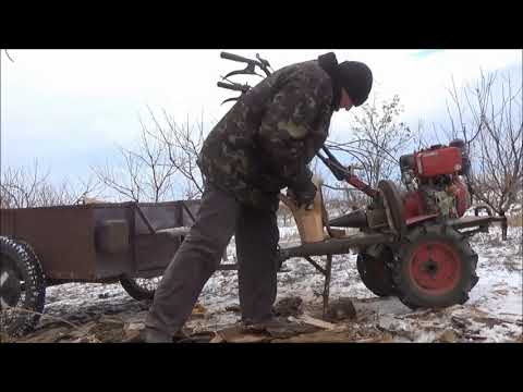 Видео: дровокол  от  мотоблока. 16.1. 2019г.