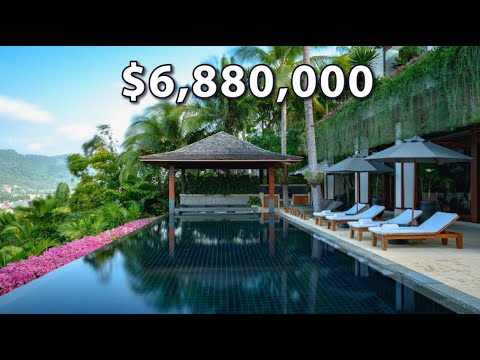 Видео: Экскурсия по современной тайской вилле на склоне холма стоимостью 6,8 млн долларов на 5-звездочно...