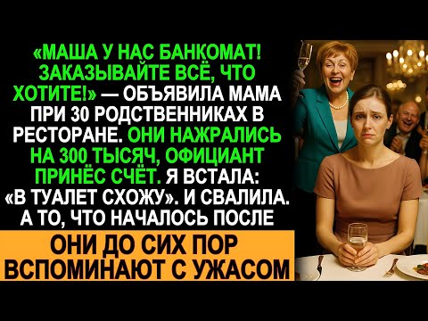 Видео: Семейный ужин обернулся кошмаром, когда мама объявила меня банкоматом. Счёт на 300К, а я исчезла...