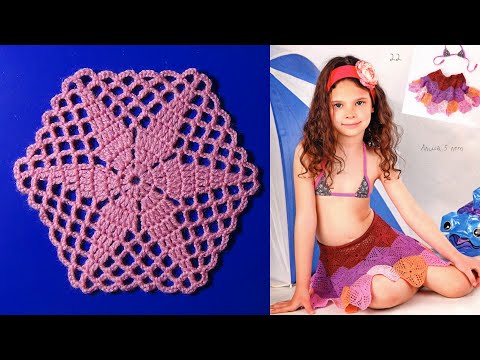 Видео: Юбочка крючком из мотивов для девочки.