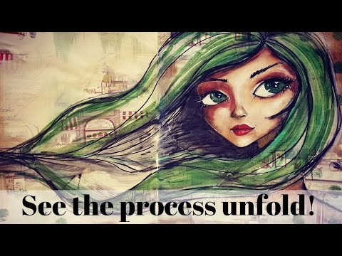 Видео: МОИ СЕКРЕТЫ В СМЕШАННОЙ ТЕХНИКЕ... РАСКРЫТЫ! В этом полнометражном уроке по созданию страницы худ...