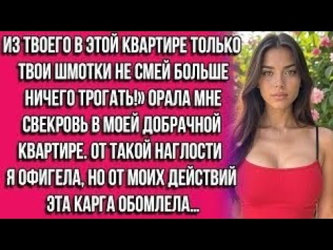 Видео: «Из твоего в этой квартире только твои шмотки не смей больше ничего трогать!» орала мне свекровь...
