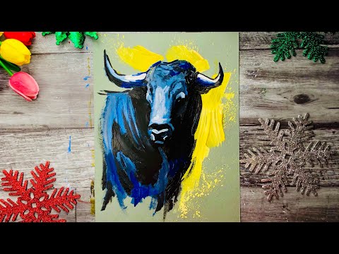 Видео: БЫК • Как нарисовать символ Нового года 2021