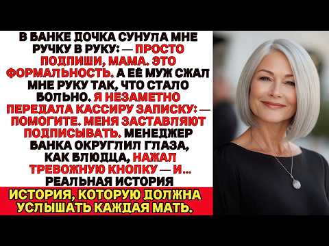 Видео: В банке дочь пыталась заставить меня всё подписать,но кассир прочитал записку...