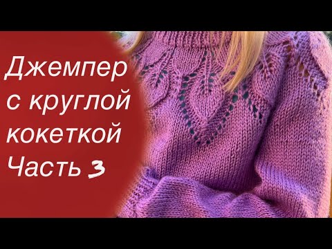 Видео: МК Часть3Джемпер с круглой кокеткой ЛИСТЬЯ 🍁 Вяжу рукава