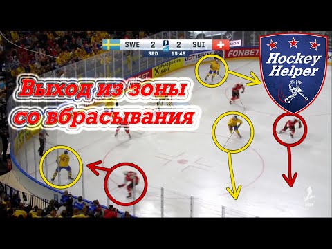 Видео: Выход из зоны со вбрасывания в хоккее (Один из вариантов)