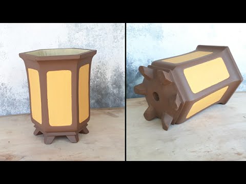 Видео: Как сделать простой цементный горшок в домашних условиях - сделать каскадный горшок для бонсай