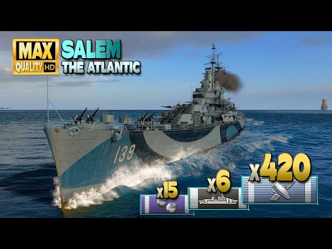 Видео: крейсер Салем с огромными повреждениями триллер - World of Warships