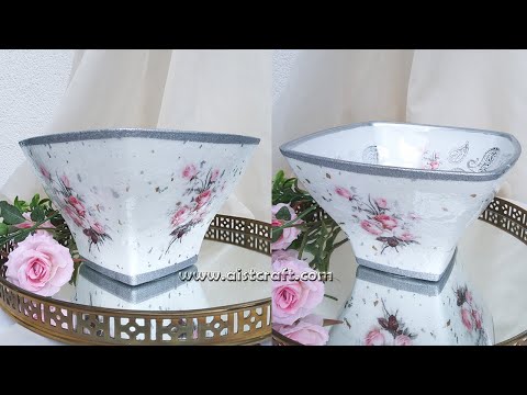 Видео: Прямой и обратный Декупаж стеклянной вазы с рисовой бумагой