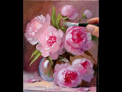 Видео: How to write peonies Как написать пионы oil painting
