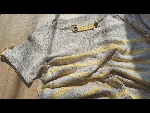 Видео: Полосатая футболка спицами / Мастер класс