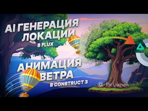 Видео: Генерация локации в FLUX + Анимация ВЕТРА в Construct 3 с искажением меша