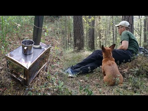 Видео: Разборная походная печка. Палатка пирамида. Первое испытание