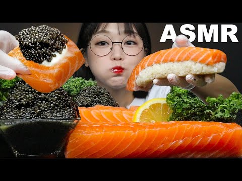 Видео: асмр еда Сашими из лосося и икра | SALMON SASHIMI & CAVIAR MUKBANG | SUB | AeJeong ASMR