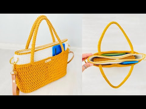 Видео: Новый дизайн сумки крючком.