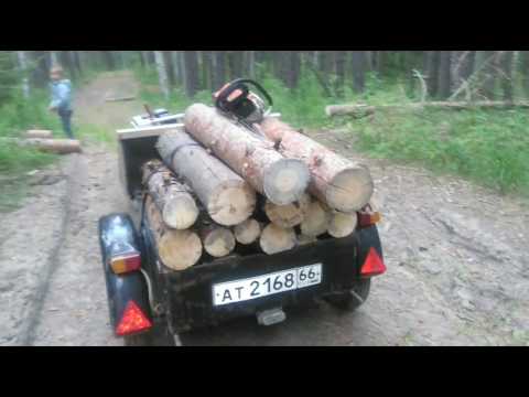Видео: Прицепное из кардана к мотоблоку. Пилим валежник.