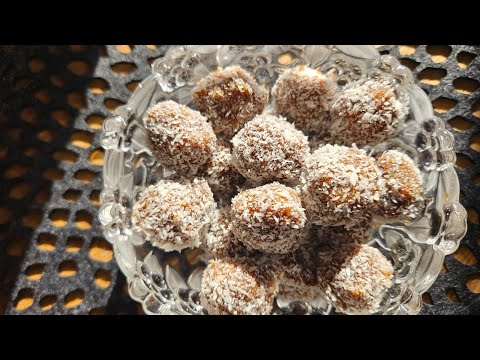 Видео: Здравословни сурови кокосови бонбони с фурми. Healthy raw coconut candies with dates.