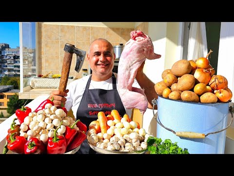 Видео: Печен домашен заек с гъби и зеленчуци! Много вкусно и крехко месо!