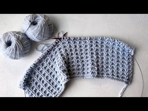 Видео: Очень Простой Объемный Рельефный Вафельный узор спицами