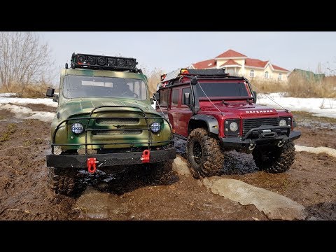 Видео: УАЗ против Land Rover ... Сравнительный тест-драйв (SCX10 и TRX-4)