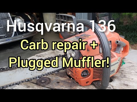 Видео: Ремонт засоренного глушителя и карбюратора бензопилы Husqvarna 136 Vintage