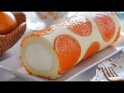 Видео: Красивый и вкусный апельсиновый рулет. 🍊