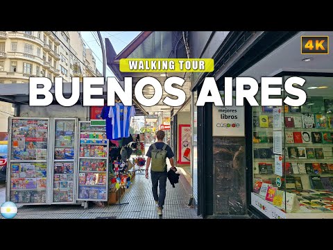 Видео: Буэнос-Айрес, АРГЕНТИНА - Прогулка по центру Б.А. Пешая экскурсия в формате 4K
