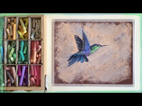 Видео: [sub]💜Не спеша рисую Колибри сухой пастелью на наждачке🌸 Pastel